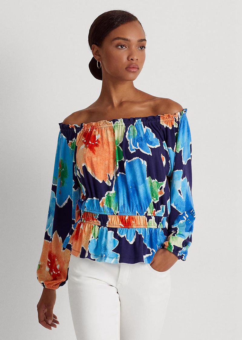 Top Lauren Mujer Floral Off-The-Shoulder Jersey Chile Multicolor FDKPI-3105